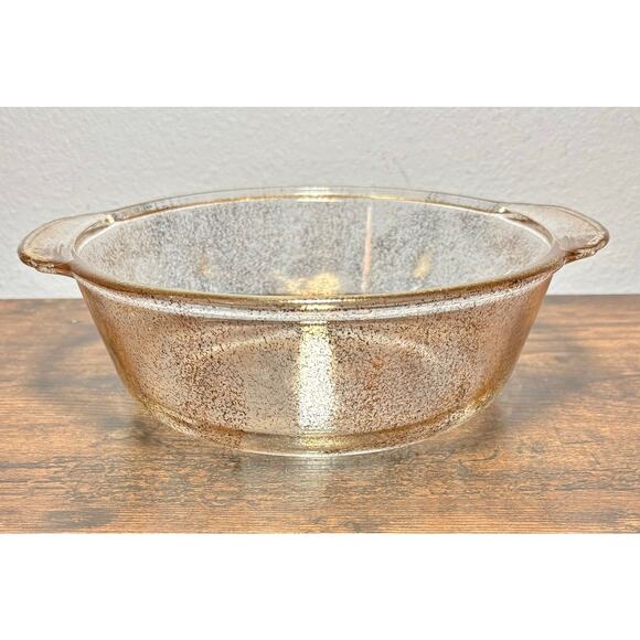 Vintage Fire King Clear Gold Speckled 2Qt Casserole Dish Made in USA - Picture 2 of 11